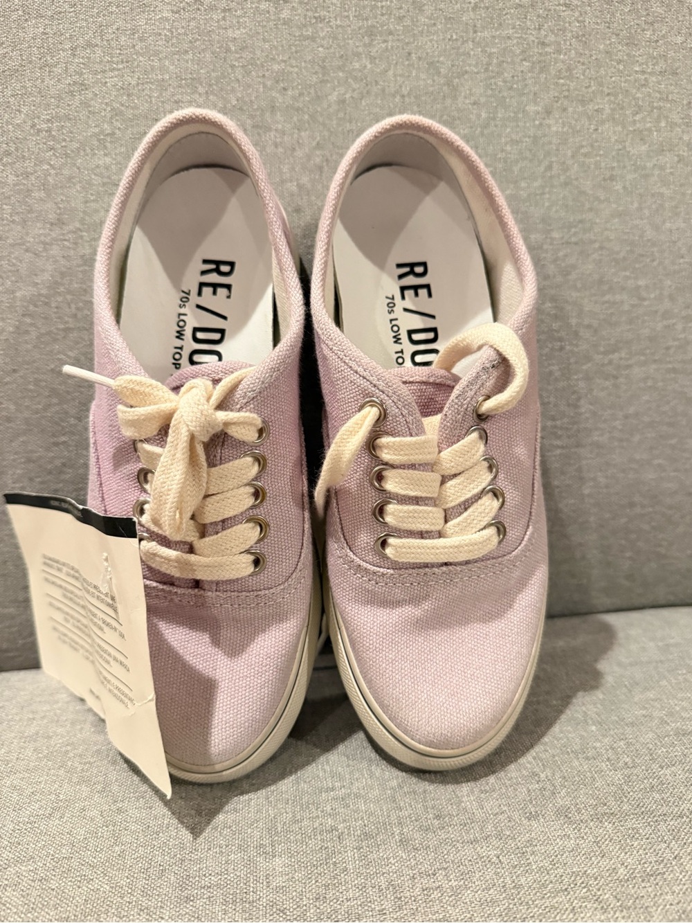 Re/Done Lavender Canvas Low-Top Sneakers with Cream Laces